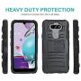 CasemartUSA Phone Case for [LG Aristo 5], [Refined Series][Black] Shockproof Protective Cover with Built-in Kickstand & Swivel Belt Clip Holster for LG Aristo 5 (T-Mobile, Metro, Sprint)