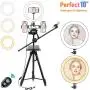 10&quot Selfie Ring Light with Tripod Stand, 3 Cell Phone Holders for Live Streaming/Makeup, LED Ringlight Kit with Remote-YouTube TikTok Video Recording/Vlogging/Photography-iPhone 11 Android Compatible