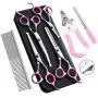 WizPower Dog Grooming Scissors Kit with Safety Round Tip, Heavy Duty 6CR Stainless Steel Pet Grooming Trimmer Kit -Thinning, Straight, Curved Shears Comb for Long Short Hair for Cat Pets