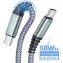 [6.6FT+6.6FT] 60W 3A USB C to USB C Fast Charging Cable,AINOPE Anti-Break USB Type C Cord C-C Compatible with Samsung Galaxy S20 S10 Note 10,iPad pro 2018,Google Pixel 4 3 2 XL,MacBook Air,Nintendo