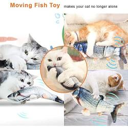 JIMOTEK Interactive Fish Cat Toy, Wagging Fish Toy for Cat, Electric Realistic Plush Simulation Moving Kicker Fish Toy for Biting, Chewing, Kicking, Indoor Kitten Kitty Flopping Catnip Cat Fish Toys.