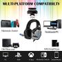PS4 Gaming Headset Pro Gaming Headphone for Xbox one PC with Mic Stereo Surround Over-Ear Headset RGB Rainbow Light& Noise Cancelling for Laptop Tablet Mac Smart Phone (Grey)