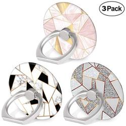 Bonoma Phone Ring Grip, 3 Pack Geometric Marble 360 Degree Rotation 180 Degree Flip Finger Ring Stand Holder Compatible with Smartphones and Tablets