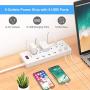 Power Strip with USB Ports,QOLIXM Surge Protector with 6 USB Charging Ports and 6 Outlets，1625W/13A,6 Feet Long Extension Cord for Multiple Devices Smartphone Tablet Laptop Computer