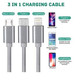 Multi USB Retractable Charging Cable, Arsiperd 4FT 3 in 1 Multiple Charger Cord Adapter Connector with Type C/Micro USB Port for Tablets Android Samsung Huawei Phone XS/X/8/7 Universal Use (2pack)