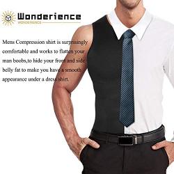 Wonderience Compression Shirts for Men Undershirts Slimming Body Shaper Waist Trainer Tank Top Vest with Zipper