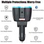 USB C Car Charger, Cigarette Lighter Splitter Adapter 2 Socket Type C Multi Power Outlet 12V/24V 80W DC with LED Voltmeter Switch 5.8A Dual USB Port for Mobile Cell Phone GPS Dash Cam