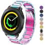 DEALELE Band Compatible with Galaxy Watch Active/Active 2 40mm 44mm, 20mm Solid Stainless Steel Metal Strap Replacement for Samsung Gear Sport/Galaxy Watch 42mm Women Men (Rainbow)