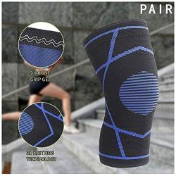 ELURH Compression Knee Brace-Knee Support for Joint Pain Relief, Running, Biking, Basketball, Gym, Workout-Knee Wrap, Knee Sleeve for Men and Women（2 Pack,L）