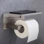 XVL Toilet Tissue Paper Holder with Mobile Phone Storage Shelf Brushed Finish