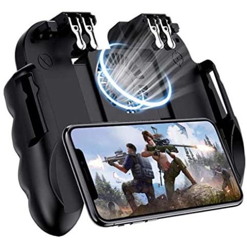 SOONHUA Mobile Game Controller 6 Finger Fire Trigger Gamepad Joystick with Cooling Fan