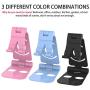 MUNSKT Adjustable Phone Stand, Tablet Stand, Cell Phone Stand, Desktop Phone Holder Cradle Dock Compatible with iPhone Xs Xs Max Xr X 8 7 6 6s Plus, iPad, Tablets. (Black + Pink + Blue 3pack)
