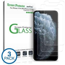 amFilm Glass Screen Protector for iPhone 11 Pro Max/iPhone Xs Max (6.5" Display) (3 Pack) with Easy Installation Tray