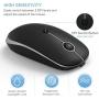 Rechargeable Wireless Mouse, Jelly Comb 2.4G Slim Optical Mice - Less Noise, 3 Adjustable DPI, Portable Mobile Wireless Mouse for Notebook, PC, Laptop, Computer, MacBook (Black and Silver)