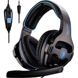 PS4 Gaming Headsets, Sades SA810 Xbox one Gaming Headphones 3.5MM Interface with MIC in-Line Control for Multiplatform PC/Xbox one/PS4/MAC/Tablet (Black Blue)