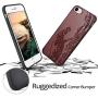 Compatible for Cool iPhone 7 Case, iPhone 8 Wood Case with Real Unique Wood Carving Wave Design with Silicone Dual layer Hybrid Protective Case for iPhone 7/ 8 iPhone SE 2020 4.7 Inch