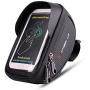 MOOZO Bike Handlebar Bag, Bicycle Phone Holder, Waterproof Cycling Frame Bags Top Tube Pouch Pannier Bike Phone Mount Stand for iPhone Xs MAX XR X 8 7 6 6S Plus Samsung S9 S8 S7 Smartphones Below 6
