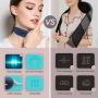Neck Massager with Pulse Heated, Smart Portable Cordless Neck Massage Equipment, 3 Modes 15 Speeds Electric Pulse Massage Gifts for Women Men Dad Mom, Use at Home Office Travel (Blue)