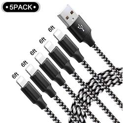 iPhone Charger MFi Certified,Guidit 5Pack 6Ft Nylon Braided iPhone Charger Lightning Cable USB Cord Fast iPhone Charger Cable Compatible with iPhone 11 Pro Max XS X XR 8 7 6S 6 SE iPad iPod More