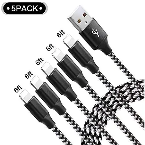 iPhone Charger MFi Certified,Guidit 5Pack 6Ft Nylon Braided iPhone Charger Lightning Cable USB Cord Fast iPhone Charger Cable Compatible with iPhone 11 Pro Max XS X XR 8 7 6S 6 SE iPad iPod More iPhone Charger MFi Certified,Guidit 5Pack 6Ft Nylon Braided iPhone Charger Lightning Cable USB Cord Fast iPhone Charger Cable Compatible with iPhone 11 Pro Max XS X XR 8 7 6S 6 SE iPad iPod More