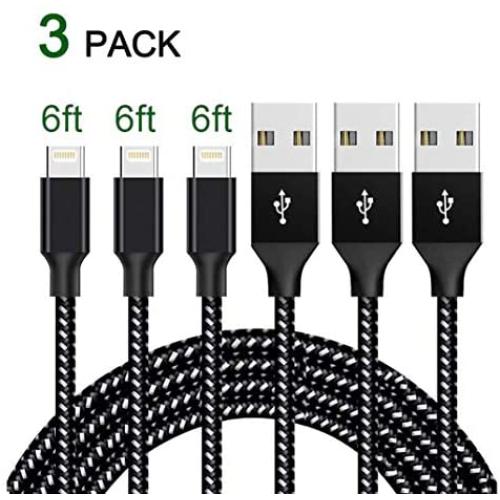 Lightning Cable iPhone Charger Cable 3 Pack 6FT USB Fast Charging Syncing Cord Cables Compatible iPhone