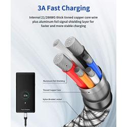 USB C Cable Fast Charging,JSAUX 3-Pack(10ft+6.6ft+3.3ft) USB A to Type C Charger Nylon Braided Cord Compatible with Samsung Galaxy S10 S9 S8 Plus Note 10 9 8,Moto Z,LG V20 G6,and More(Silver)