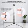 10” LED Ring Light with Tripod Stand Adjustable & Phone Holder, Bluetooth Remote Shutter for Makeup/Live Stream/YouTube Video/Photography, Compatible with iPhone/Android - WONEW ZJ02