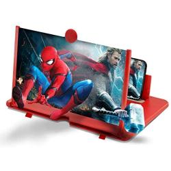 M&N 12’’ Screen Magnifier for Cell Phone, Best Foldable Phone Stand with 3D Magnifier Projector Screen for Movies, Videos, and Gaming| Screen Amplifier – Compatible with All Smartphones. (Red)