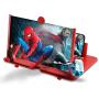 M&N 12’’ Screen Magnifier for Cell Phone, Best Foldable Phone Stand with 3D Magnifier Projector Screen for Movies, Videos, and Gaming| Screen Amplifier – Compatible with All Smartphones. (Red)