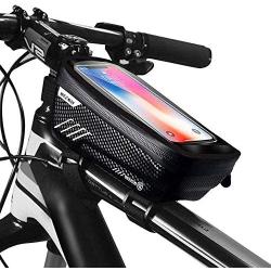 zwq Bicycle Phone Holder, Waterproof Cycle Cell Phone Mount, Handlebar Phone Bag with Touch Screen, Bicycle Storage Bag, Bicycle Bag Compatible for iPhone Samsung Smart Phone up to 6.5. (Black)