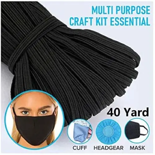 1/4 inch Black Elastic Cord 40 Yard Elastic Rope Elastic Cord Heavy Stretch High Elasticity Knit Elastic Band for Sewing Crafts DIY, Bedspread, Cuff 1/4 inch Black Elastic Cord 40 Yard Elastic Rope Elastic Cord Heavy Stretch High Elasticity Knit Elastic Band for Sewing Crafts DIY, Bedspread, Cuff