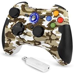 EasySMX 2.4G Wireless Controller for PS3, PC Gamepads with Vibration Fire Button Range up to 10m Support Windows PC, PS3, Android, Vista, TV Box Portable Gaming Joystick Handle (Camouflage Yellow)