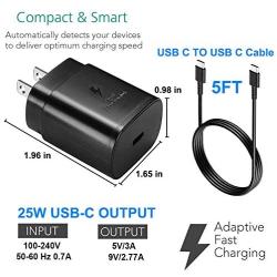 Samsung USB-C Super Fast Charging Wall Charger-25W PD Charger Adapter with Type-C Cable(5ft) for Samsung Galaxy Note10/ Note10+/ S10/ S9/ S8, iPad pro 2018, Google Pixel 4/Pixel 3/Pixel and More