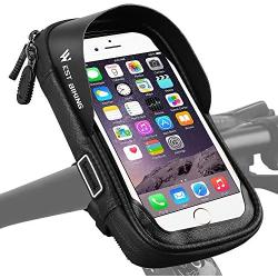 Bicycle Handlebar Bag, Mobile Phone Bag, Highly Sensitive Touch Screen, 360-degree Rotation, Suitable for 3.5-6.5 inch Smartphones (Black-2)