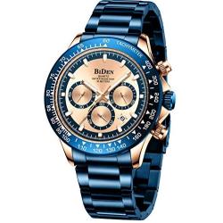 Mens Watches Men Designer Chronograph Waterproof Analogue Quartz Watch Men Stainless Steel Wrist Watch Fashion Large Date Watches for Men