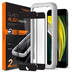 Spigen Tempered Glass Screen Protector [Glas.tR AlignMaster] designed for iPhone SE 2020 - 2 Pack