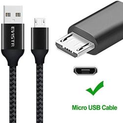 Cell Phone Micro USB Cable, EVISTR 3PACK 10FT Durable Nylon Braid Cell Phone Charging Cable USB 2.0 A Male to Micro B Sync Data Cable Cord Compatible with Samsung Note 5, 4, 3, Moto Android Phone