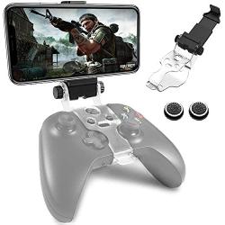 Gamepad Foldable Mobile Phone Holder Smartphone Clip Cellphone Clamp Compatible with Microsoft Xbox One/Xbox One S/Xbox One X Controllers, 1 Phone Holder and 2 Joystick Cap Analog Stick Cap Included