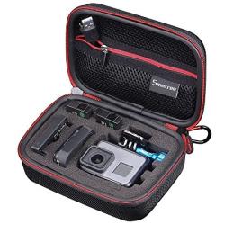 Smatree Carrying Case Compatible for GoPro Hero 8/7/6/5/4/3+/3/2/1/GOPRO HERO (2018)/DJI Osmo Action(Black & Red)-Extra-Small