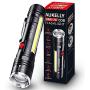 Aukelly LED Flashlights USB Rechargeable Flashlight High Lumens,COB Magnetic Flashlights,Zoomable,5 Modes,Tactical Flashlight Handheld Emergency Flashlight For Camping,with 18650 Battery