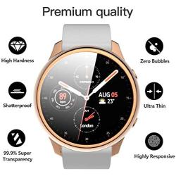 BHARVEST 2 Pack HD Clarity Screen Protector Case for Samsung Galaxy Active 2 40mm, High Hardness Anti-Scratch Protective Case Cover, (Silver + Rose Gold, 40mm)