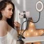 Silvom Selfie Ring Light Clamp on, 10-Level Brightness 3-Light Mode LED Ring Lamp with Phone Holder Flexible Gooseneck Arm, Perfect for Live Streaming, Facebook, Podcast & Video Lives, Makeup (Black)