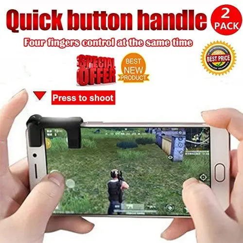 BEESCLOVER 1 Pairs Mobile Phone Gaming Trigger Fire Button Smartphone Shooter Controller for PUBG Black BEESCLOVER 1 Pairs Mobile Phone Gaming Trigger Fire Button Smartphone Shooter Controller for PUBG Black