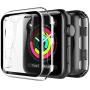 LK 2 Pack Case for Apple Watch 42mm Series 3/2/1 Built-in Tempered Glass Screen Protector, Hard PC Protector Cover for iWatch 42mm (Clear)