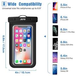 JOTO Universal Waterproof Pouch, IPX8 Waterproof Cellphone Dry Bag Underwater Case for iPhone 11 Pro Max Xs Max XR X 8 7 6S+ SE 2020, Galaxy S20 Ultra S10 S9 S8/Note10+ 9 up to 6.9" -2 Pack, Black