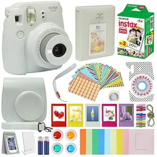 Fujifilm Instax Mini 9 Camera WHITE + Accessory kit for kids Fujifilm Instax Mini 9 Camera Includes Instant camera Fuji Instax Film 20 pack Instax Case with strap Instax Album + frames lenses + more … Fujifilm Instax Mini 9 Camera WHITE + Accessory kit for kids Fujifilm Instax Mini 9 Camera Includes Instant camera Fuji Instax Film 20 pack Instax Case with strap Instax Album + frames lenses + more …