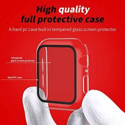 Smiling Clear Case for Apple Watch Series 4 & Series 5 44mm with Buit in Tempered Glass Screen Protector- All Around Hard PC Protective Case High Definition Clear Ultra-Thin Cover for iwatch (Clear, 44mm)