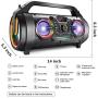 Bluetooth Speakers, 30W Portable Bluetooth Boombox with Subwoofer, FM Radio, RGB Colorful Lights, EQ, Stereo Sound, Booming Bass, 10H Playtime Wireless Outdoor Speaker for Home, Party, Camping, Travel