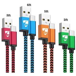 USB Type C Cable 3A Fast Charging USB C Charger 4Pack [2+3+5+6FT] Type C Phone Charger Fast Charging Cord for Samsung Galaxy S10/S9/S8/Note 9/8/A20/A21/A20e/A10e/A50/A51/A71/S20/S10e,LG Stylo 4/5,Moto