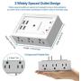VASTFAFA 6 AC Outlets Surge Protector,Multi Outlet Wall Adapter,USB Power Strip Extension - Mountable Grounded Surge Protector, Portable Outlet Extender for TV Computer Laptops Smartphone White